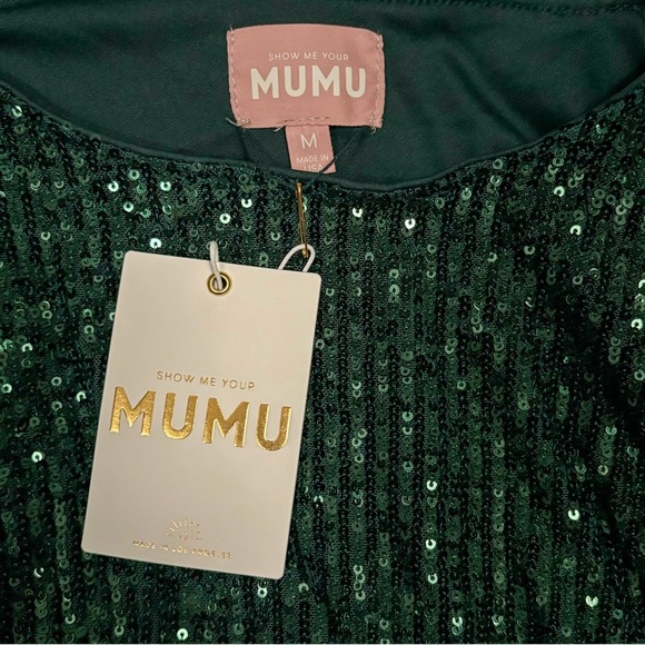💚Show Me Your Mumu “Sure Thing” Sequin Mini Dress | Emerald Green | M NWT - Picture 3 of 5